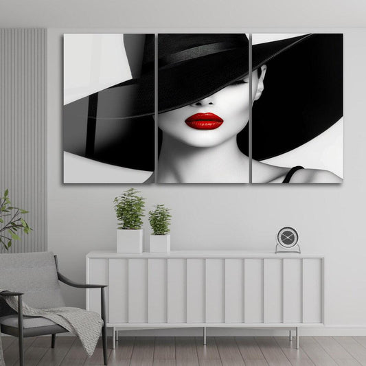 Woman Red Lips Glass Wall Art