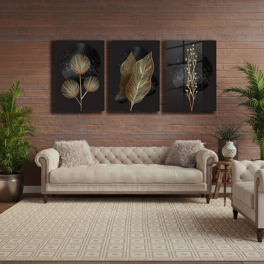 Golden Line Botanicals Glass Wall Art