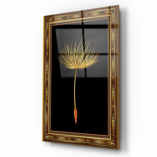 Golden Dandelion Glass Wall Art - LUXARTDECO