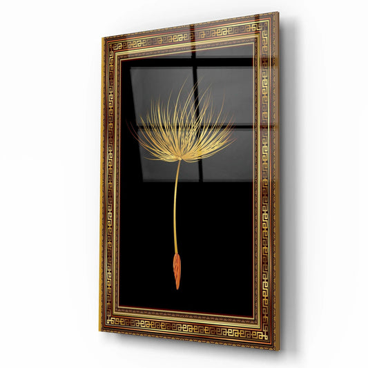 Golden Dandelion Glass Wall Art - LUXARTDECO