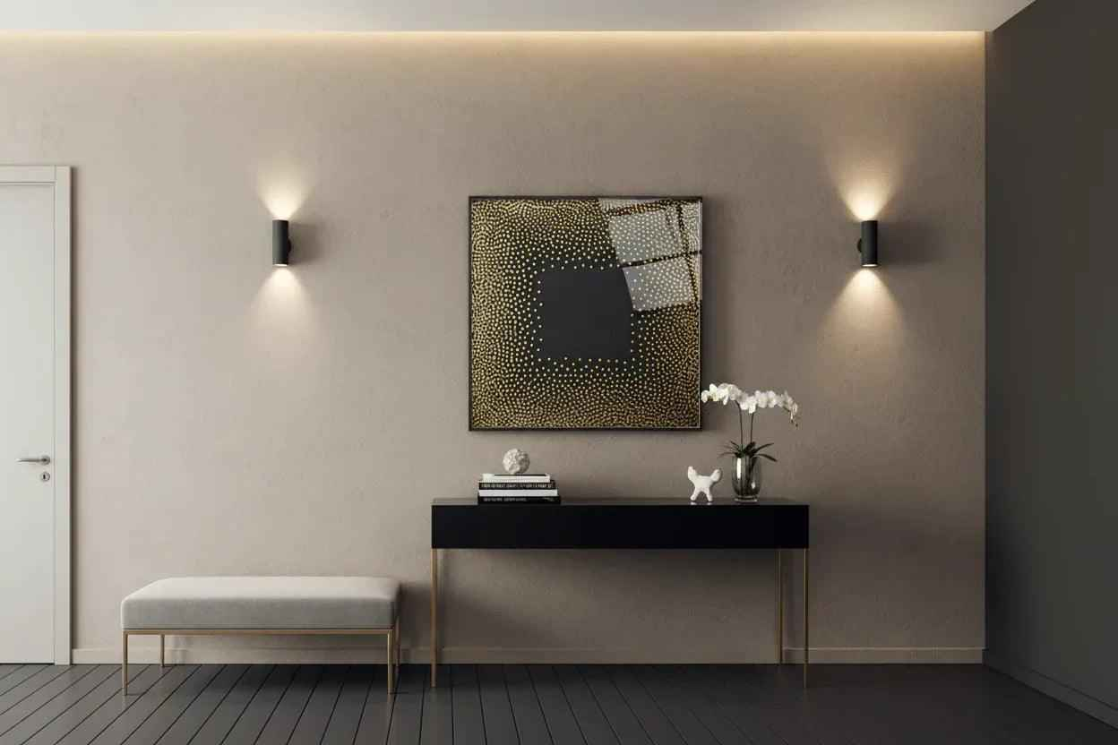 Black and Gold Abstract Glass Wall Art