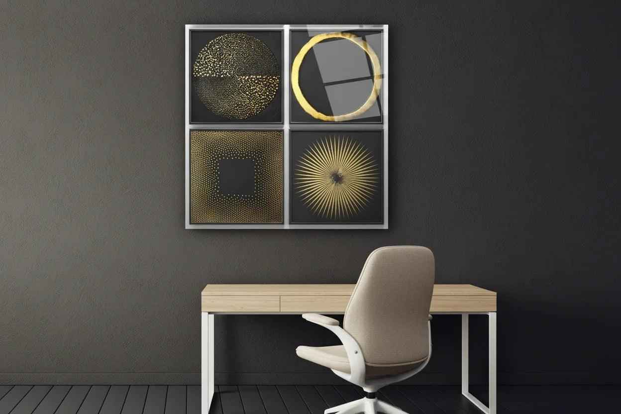 Gold and Black Abstract Glass Wall Art