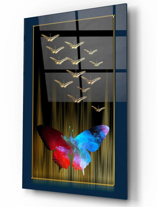 Abstract Butterflies Glass Wall Art - LUXARTDECO