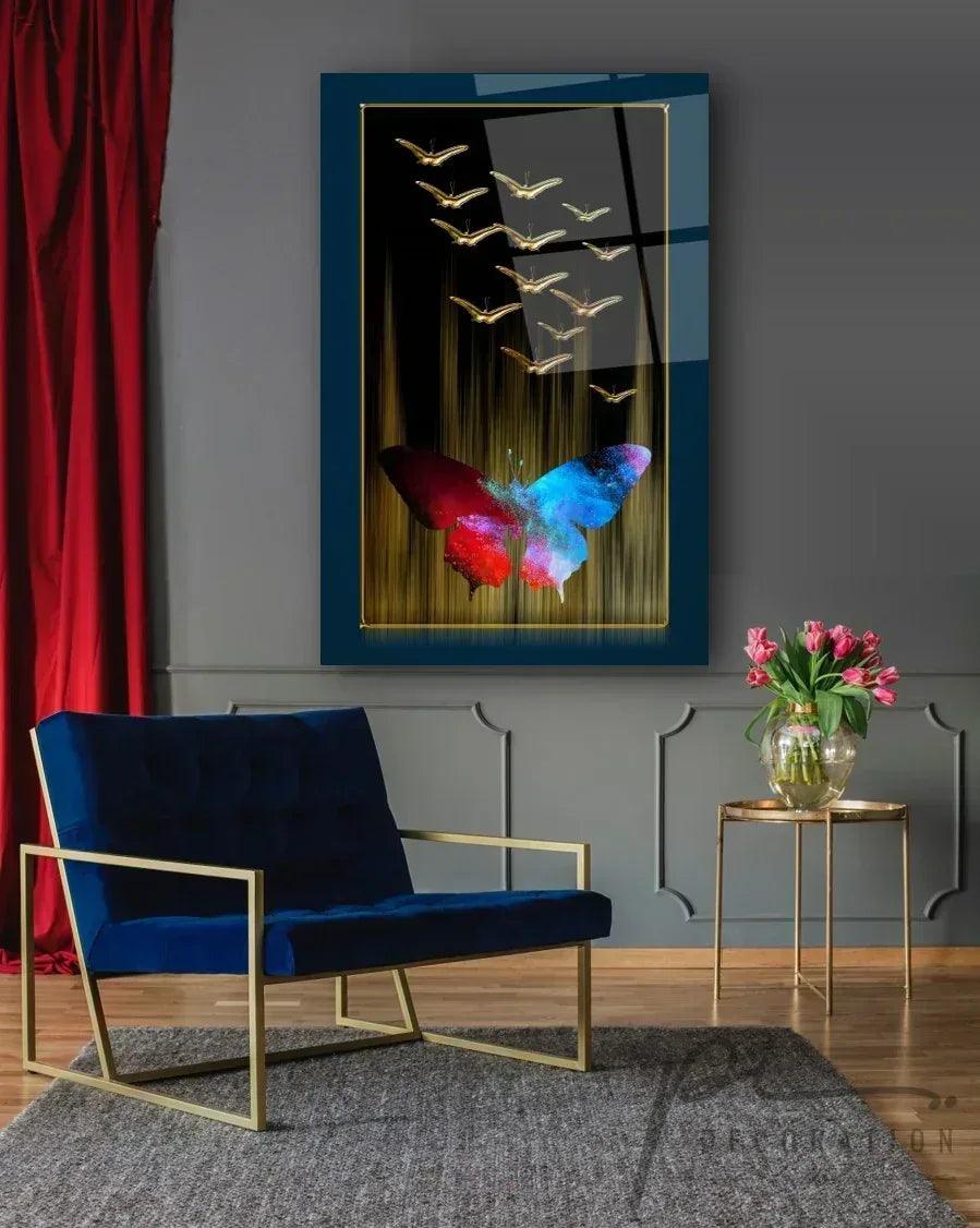 Abstract Butterflies Glass Wall Art - LUXARTDECO