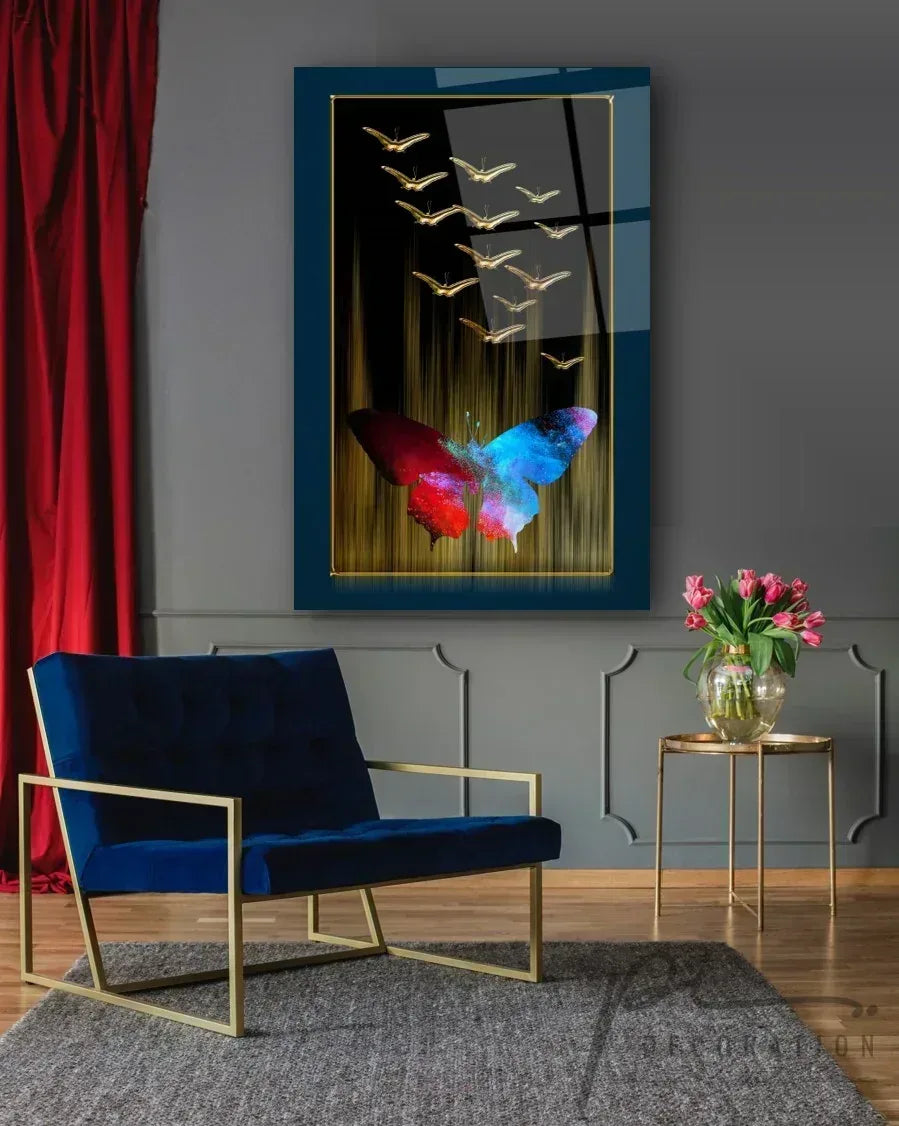 Abstract Butterflies Glass Wall Art - LUXARTDECO