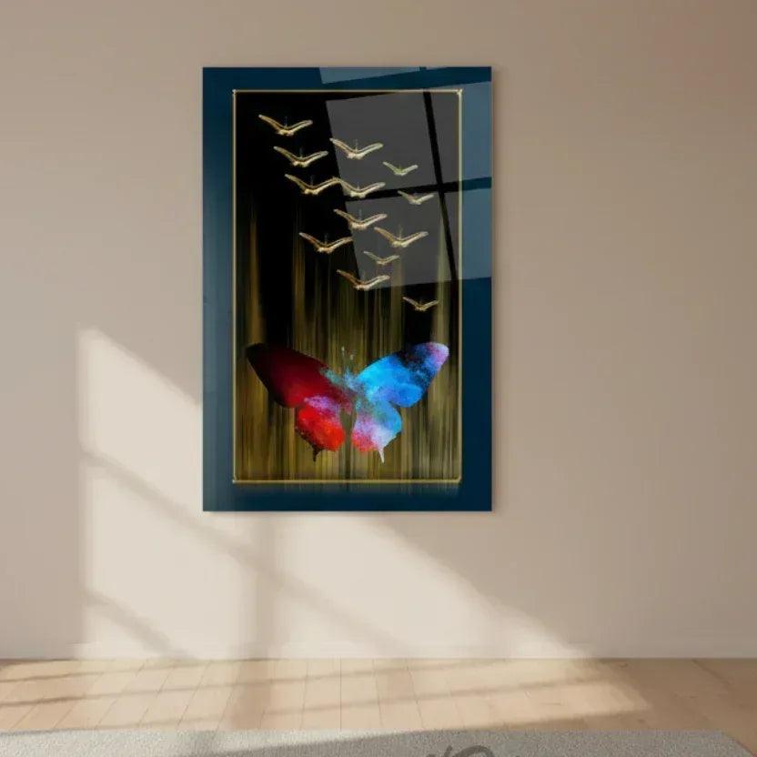 Abstract Butterflies Glass Wall Art - LUXARTDECO