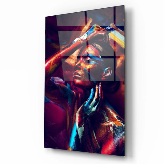 Drawn Woman Glass Wall Art - LUXARTDECO