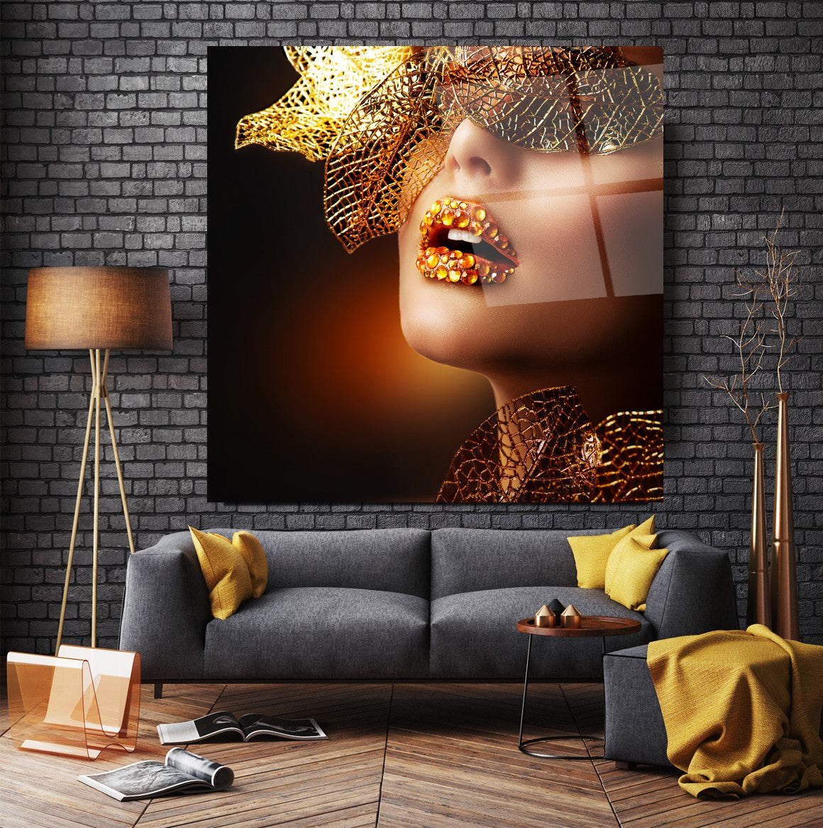 Woman Visage Glass Wall Art