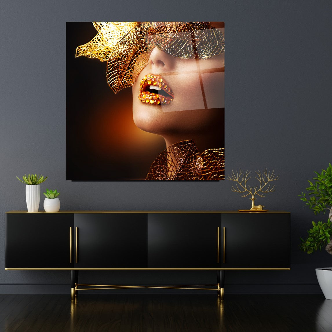 Woman Visage Glass Wall Art