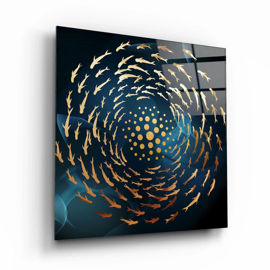 Gold Fish Glass Wall Art - LUXARTDECO