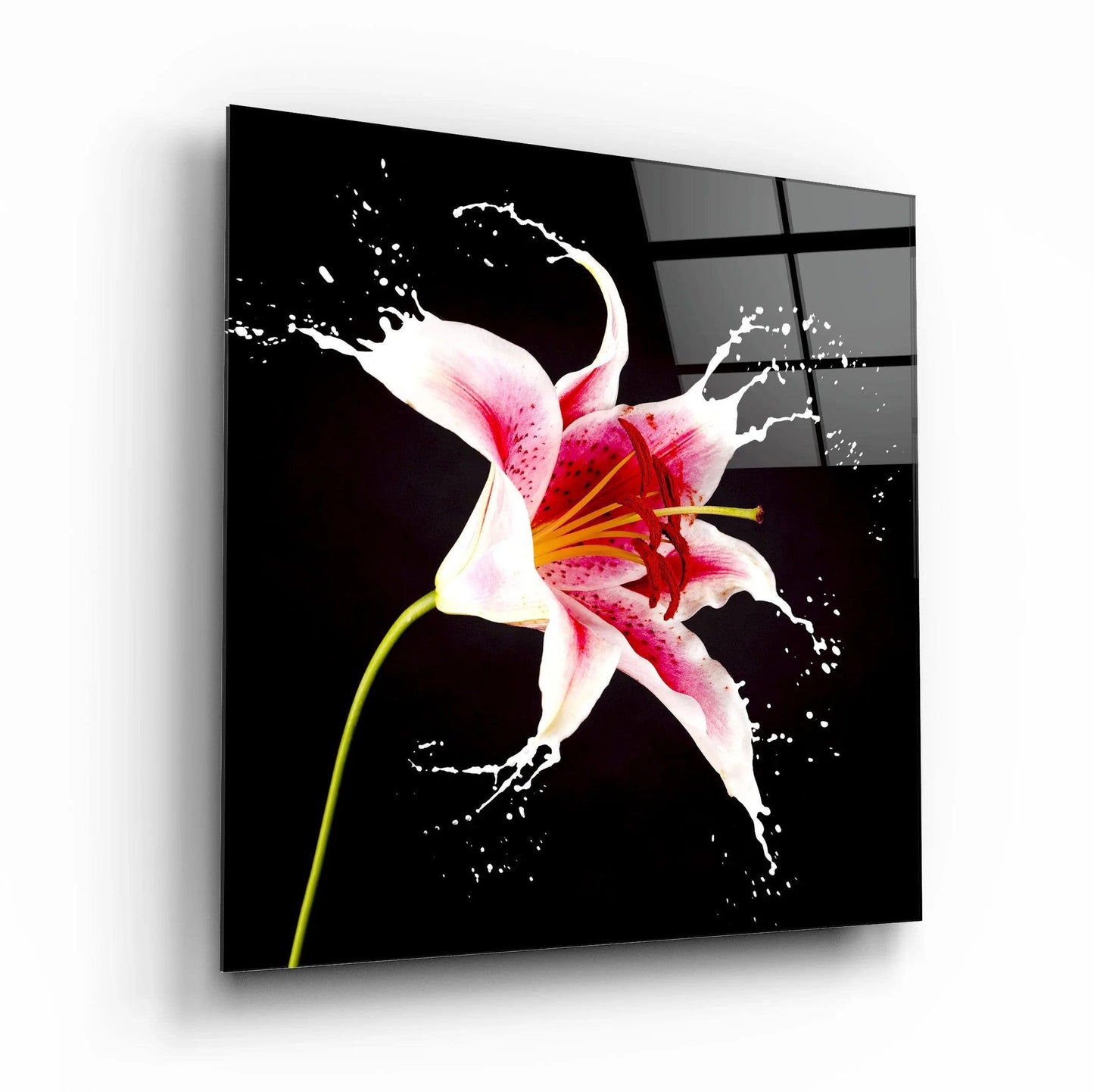 Pink Lily Glass Wall Art - LUXARTDECO