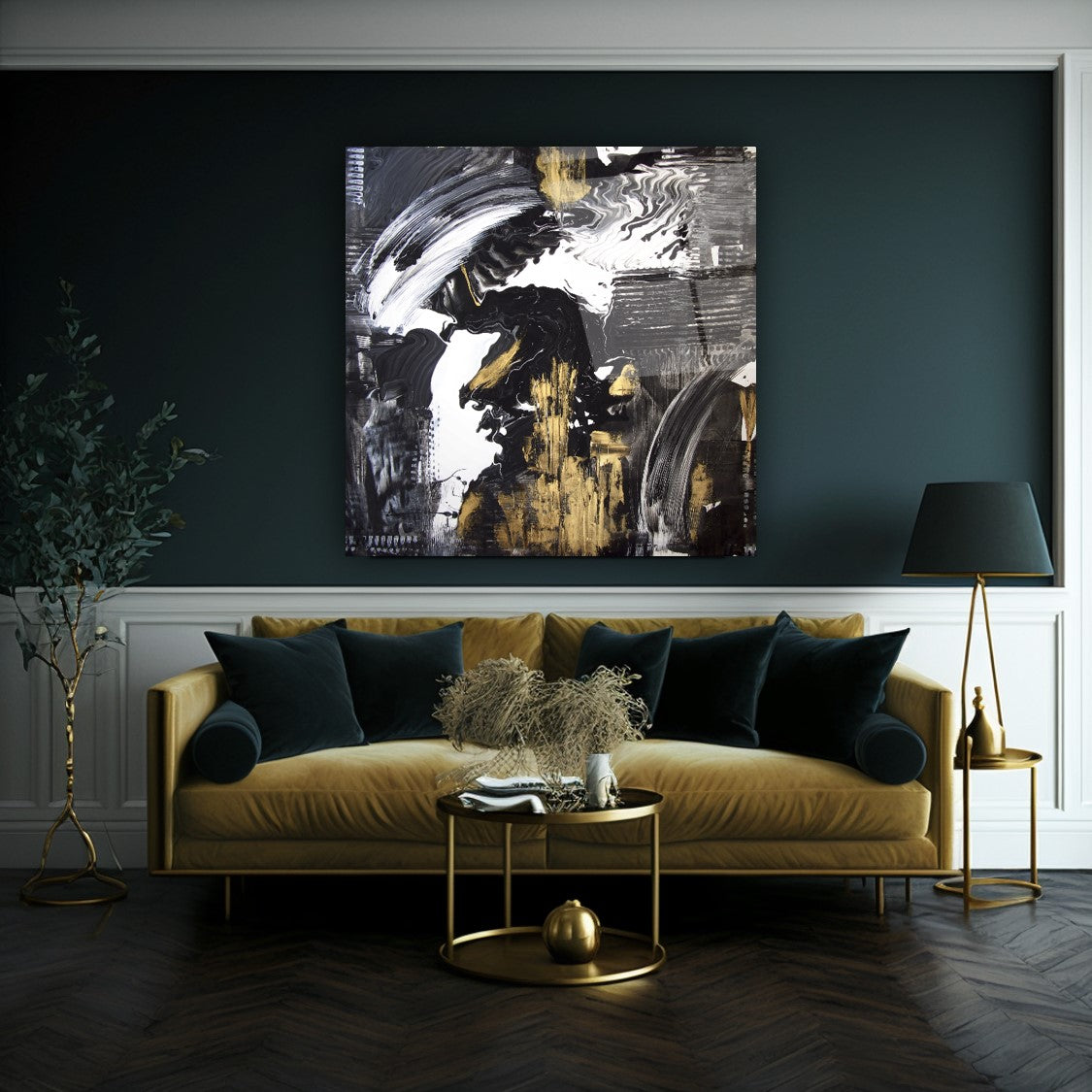 Gold and Black Glass Wall Art