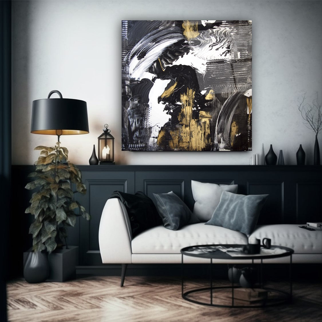 Gold and Black Glass Wall Art