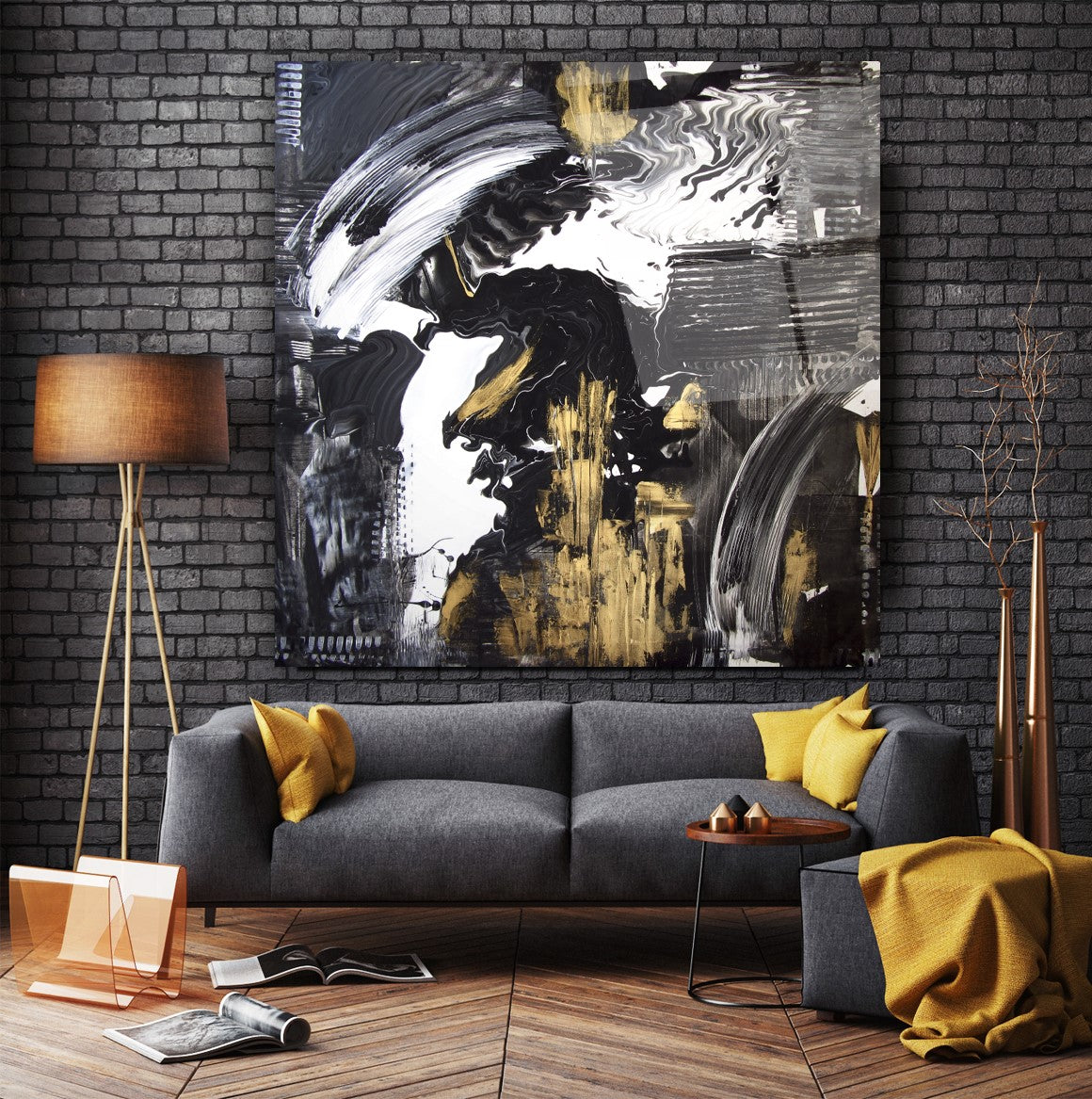 Gold and Black Glass Wall Art