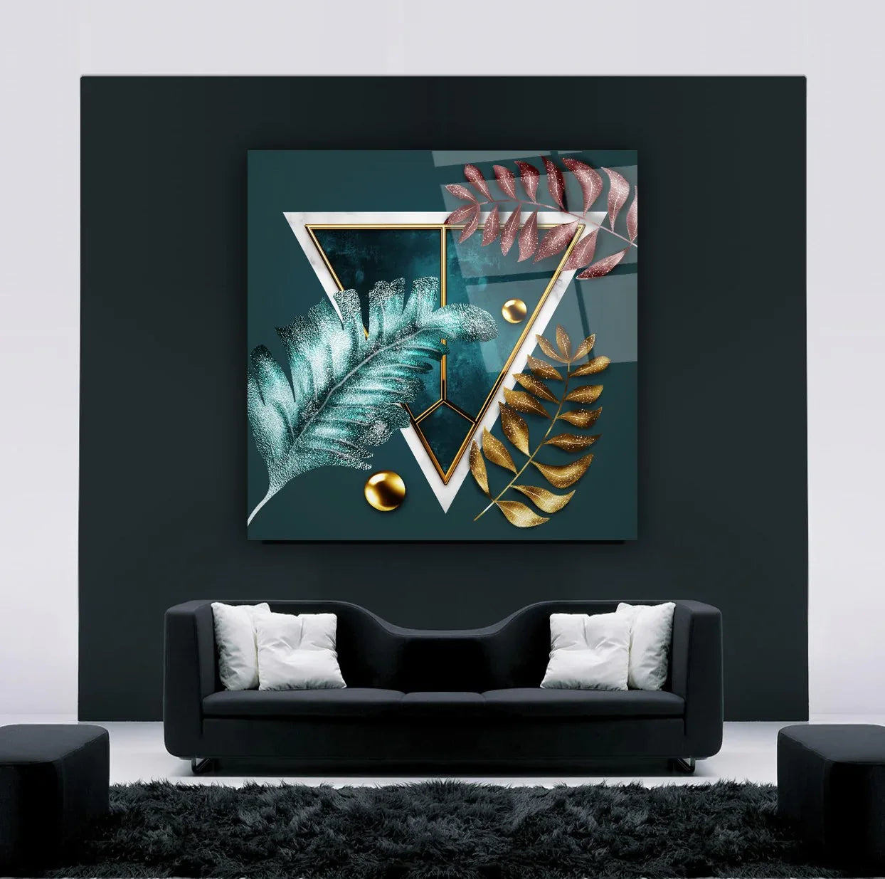 Colorful Leaves Glass Wall Art - LUXARTDECO