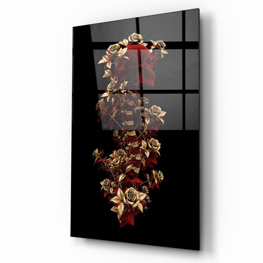 Art du Crâne Tableau en Verre Trempé