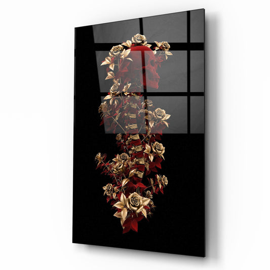 Art du Crâne Tableau en Verre Trempé