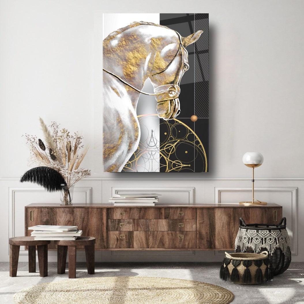 Cavallo d'Oro Quadro in Vetro Temperato