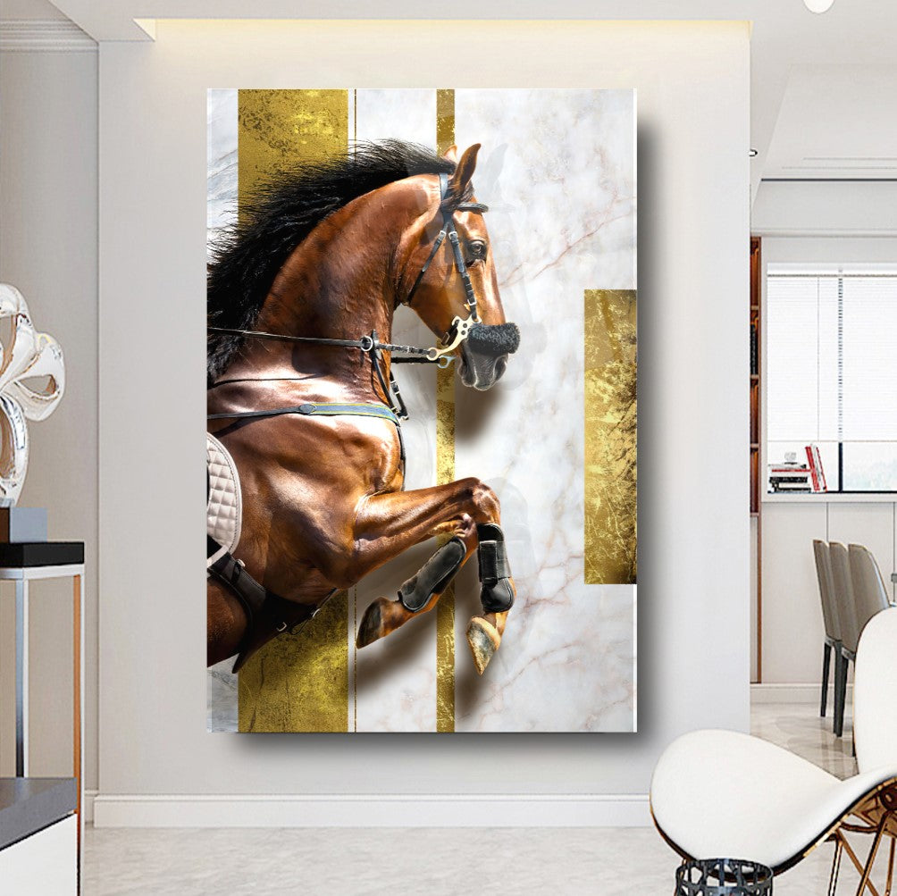 Cheval Hippique Tableau en Verre Trempé