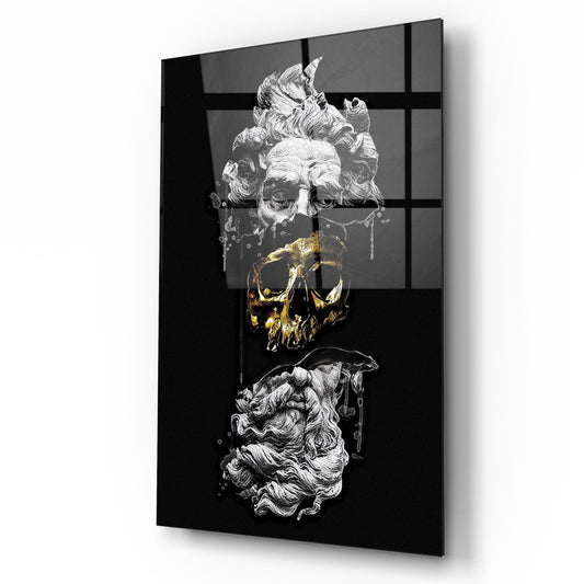Male Skull Statue Glass Wall Art