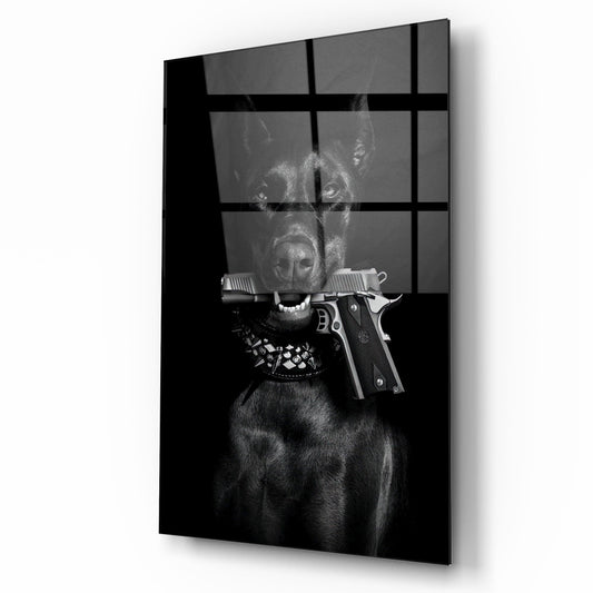 Doberman Tableau en Verre Trempé