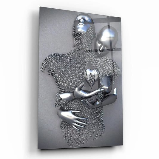 Couple Embrace Glass Wall Art - LUXARTDECO