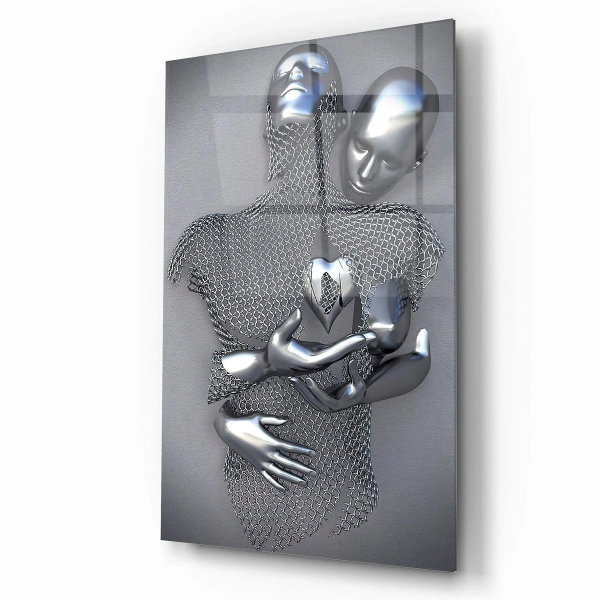 Couple Embrace Glass Wall Art - LUXARTDECO