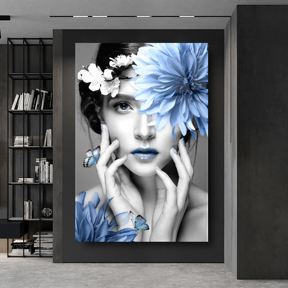 Donna e Fiori Quadro in Vetro Temperato