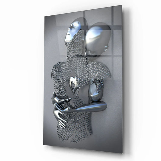 Couple Embrace Glass Wall Art - LUXARTDECO