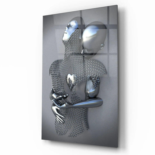 Couple Embrace Glass Wall Art - LUXARTDECO