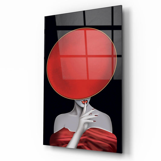 Woman Red Hat Glass Wall Art