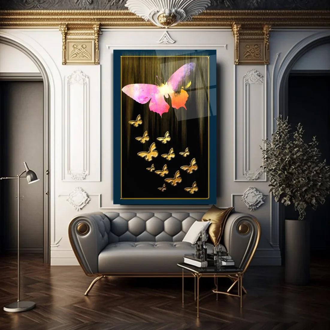 Butterflies Glass Wall Art - LUXARTDECO