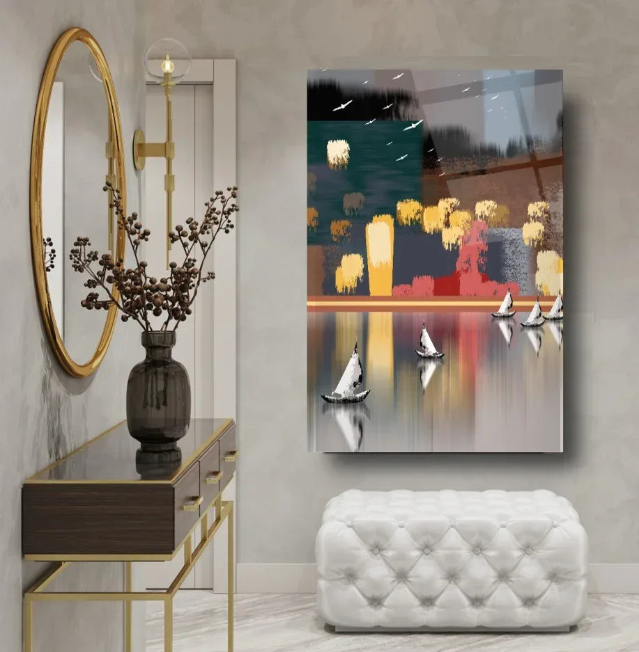 Abstract City Glass Wall Art - LUXARTDECO