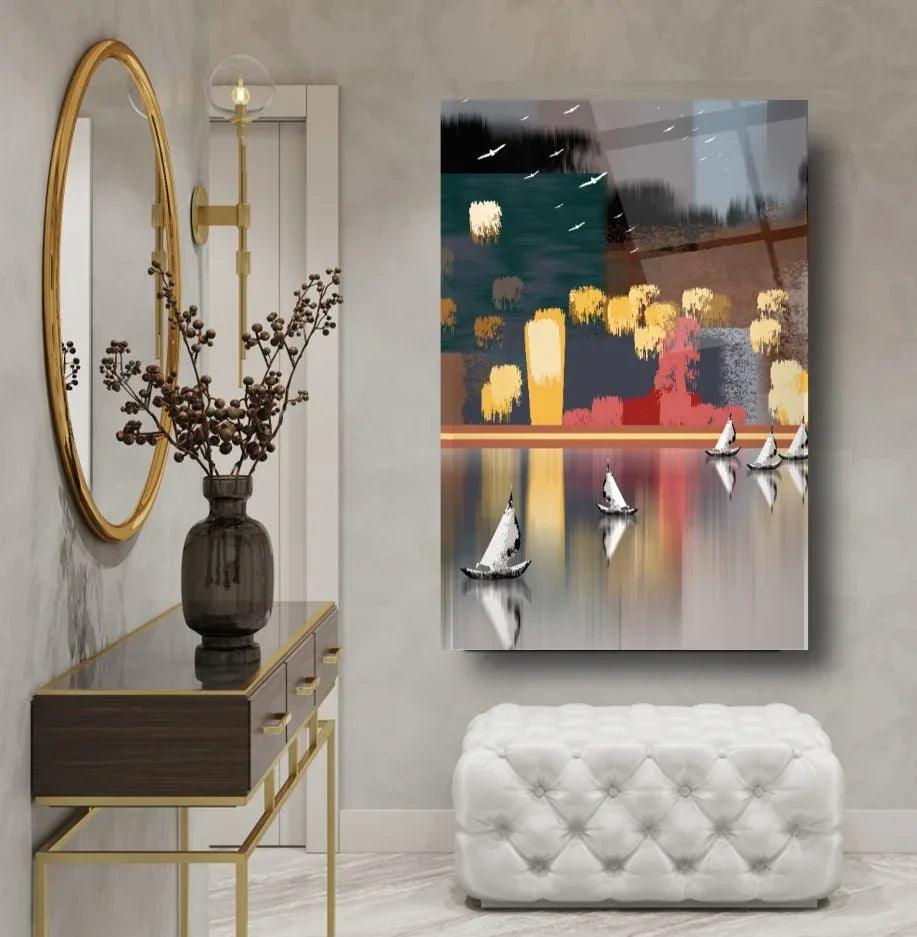 Abstract City Glass Wall Art - LUXARTDECO
