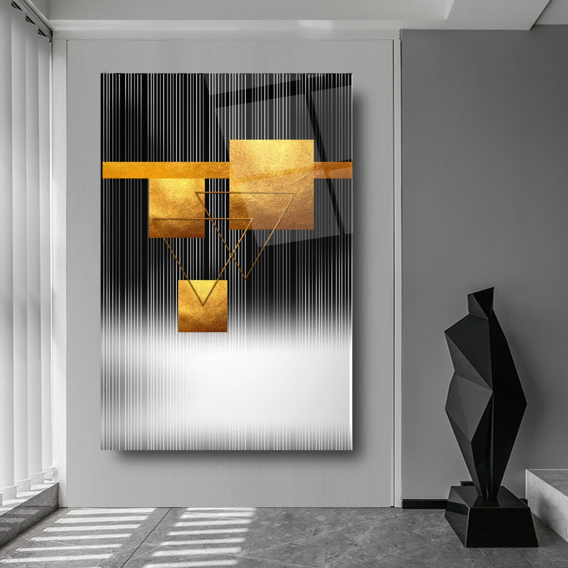 Abstract Gold Glass Wall Art
