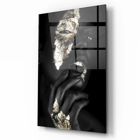 Woman in Gold Glass Wall Art - LUXARTDECO