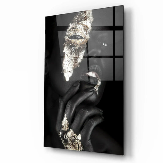 Woman in Gold Glass Wall Art - LUXARTDECO