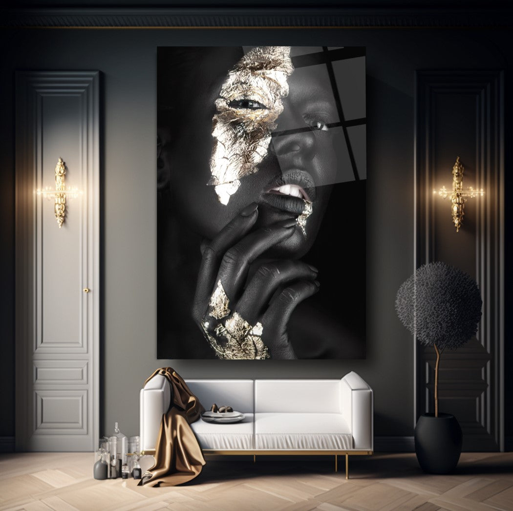 Woman in Gold Glass Wall Art