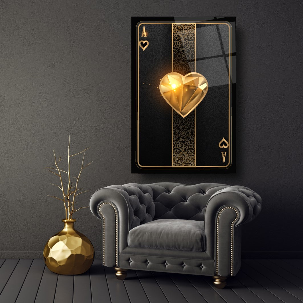 As de Jeu Tableau en Verre Trempé