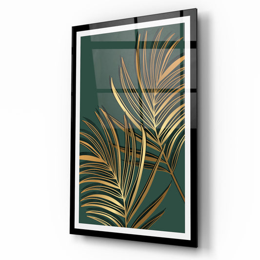 Golden Leaves Glas Wall Art