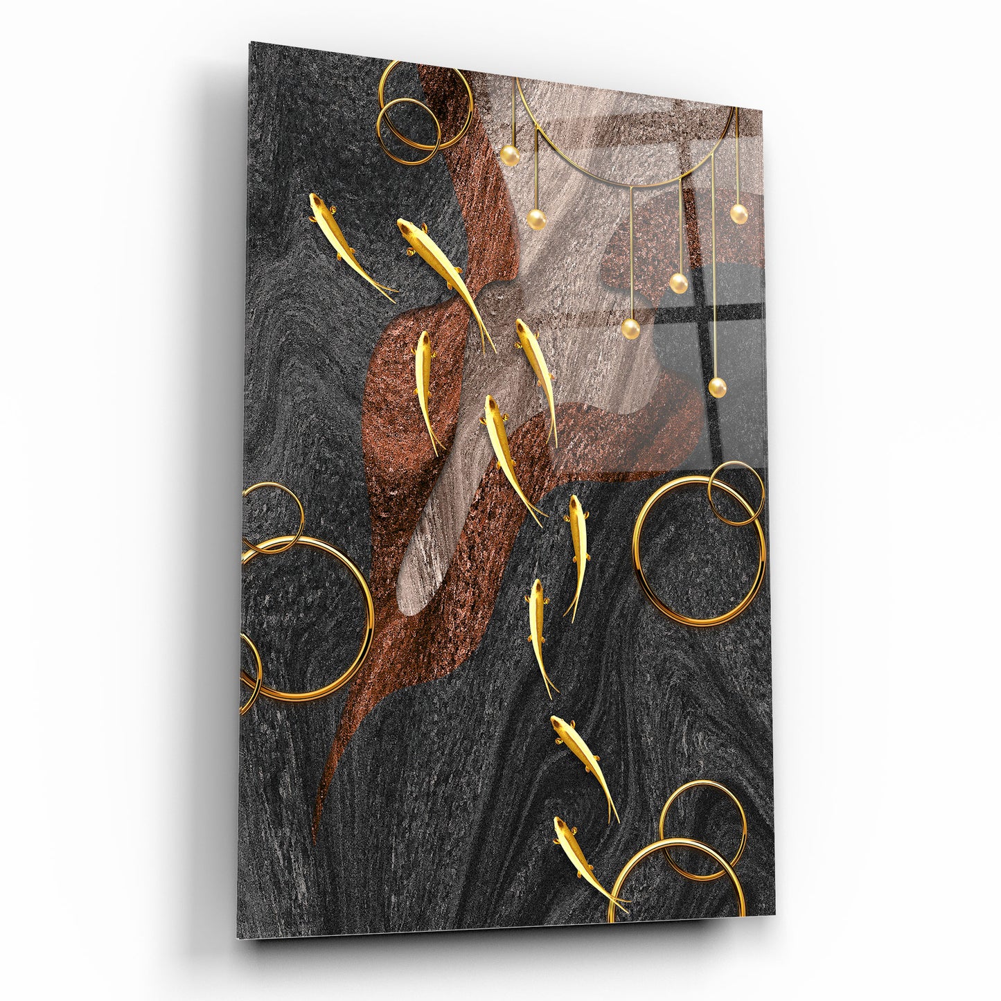 Gold Fish Glass Wall Art