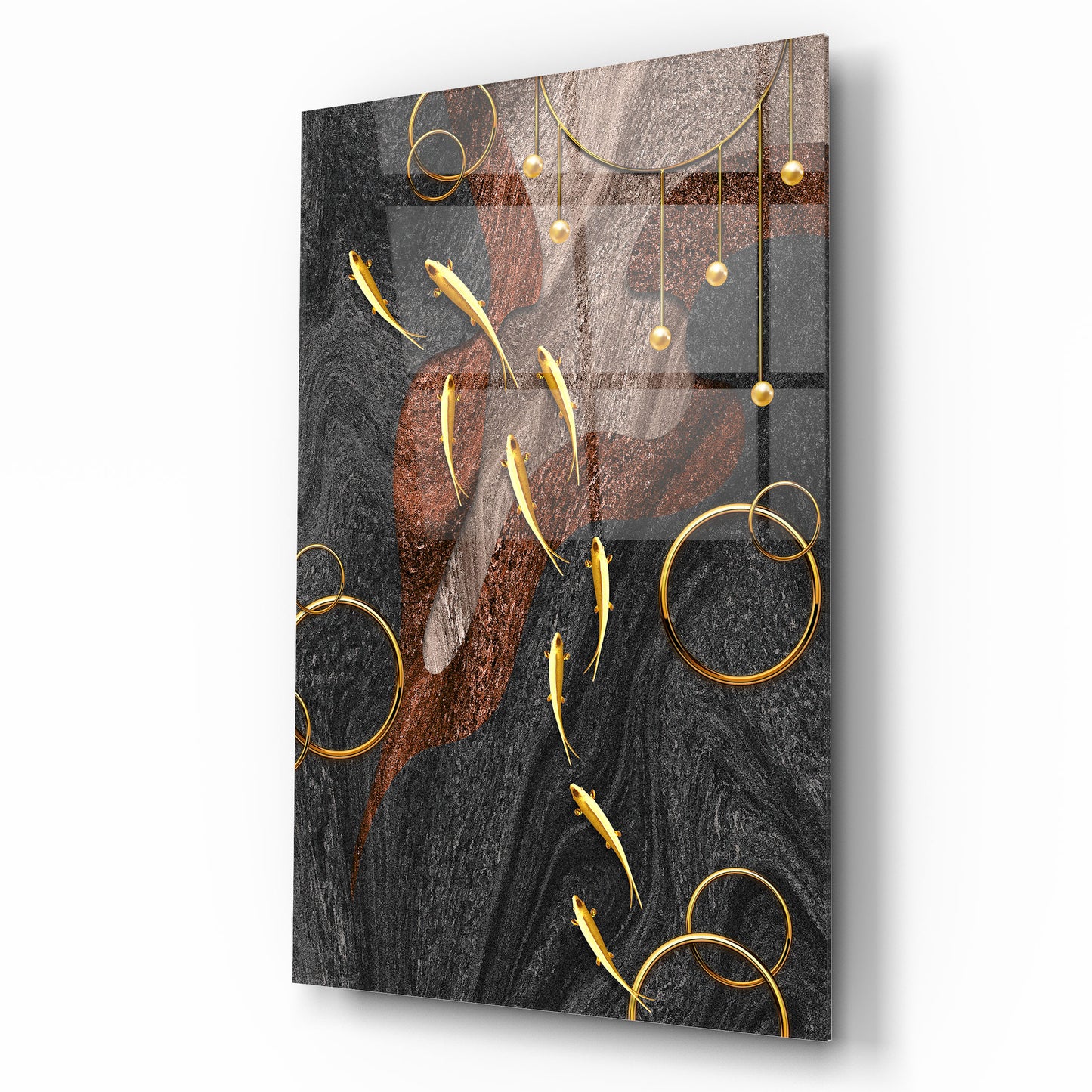 Gold Fish Glass Wall Art