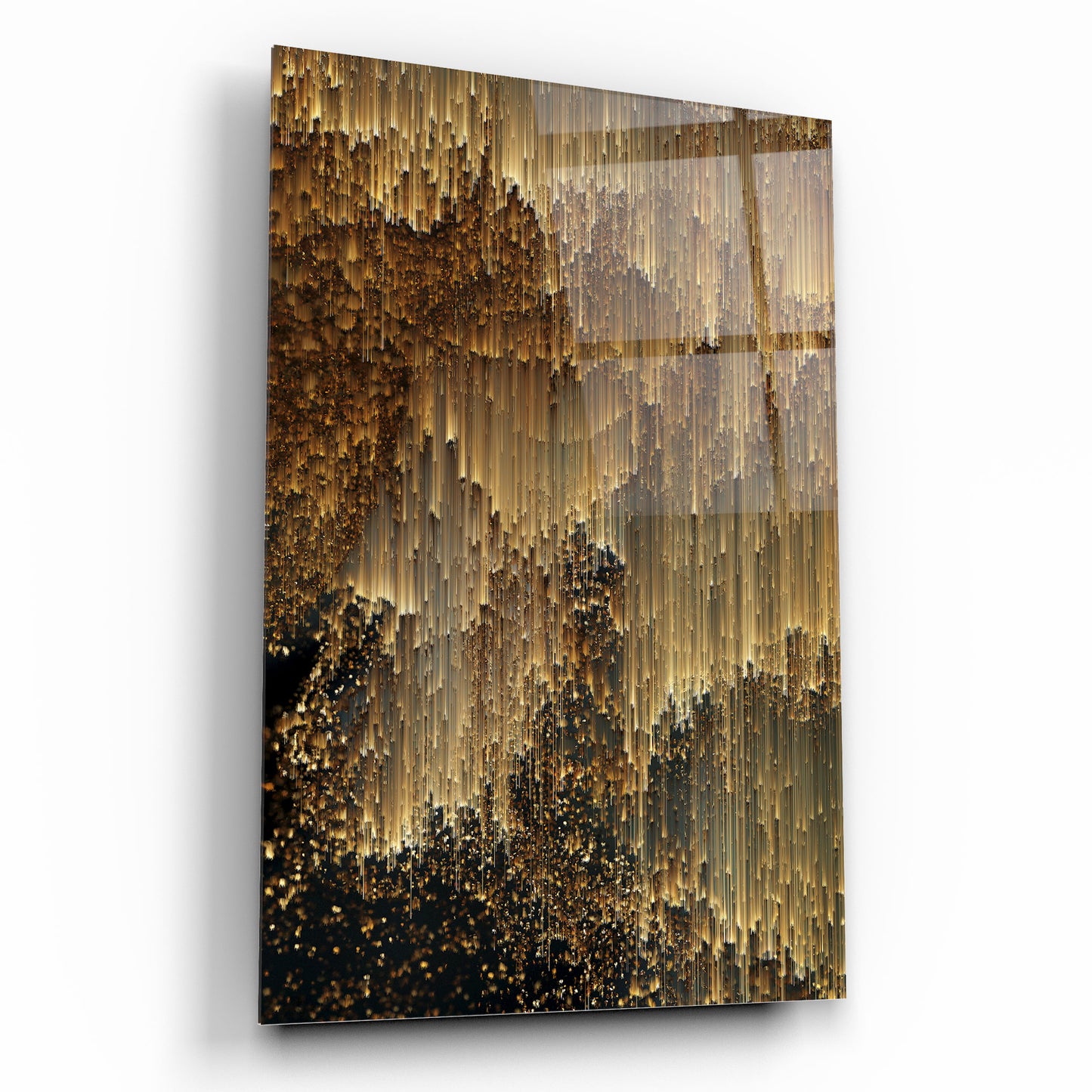 Gold Rain Glass Wall Art