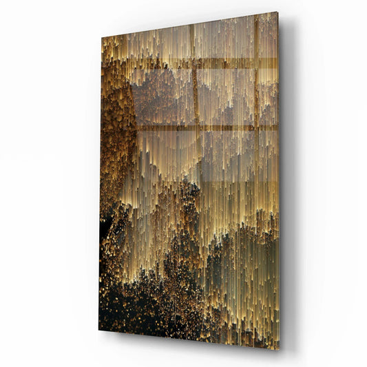 Golden Rain Glass Wall Art - LUXARTDECO