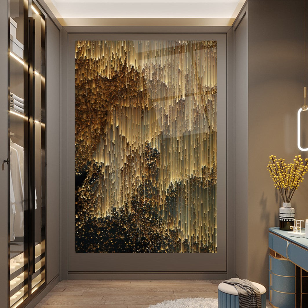 Gold Rain Glass Wall Art