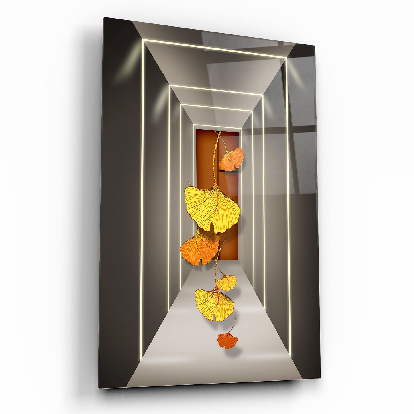 Décoration murale en verre pour couloir floral