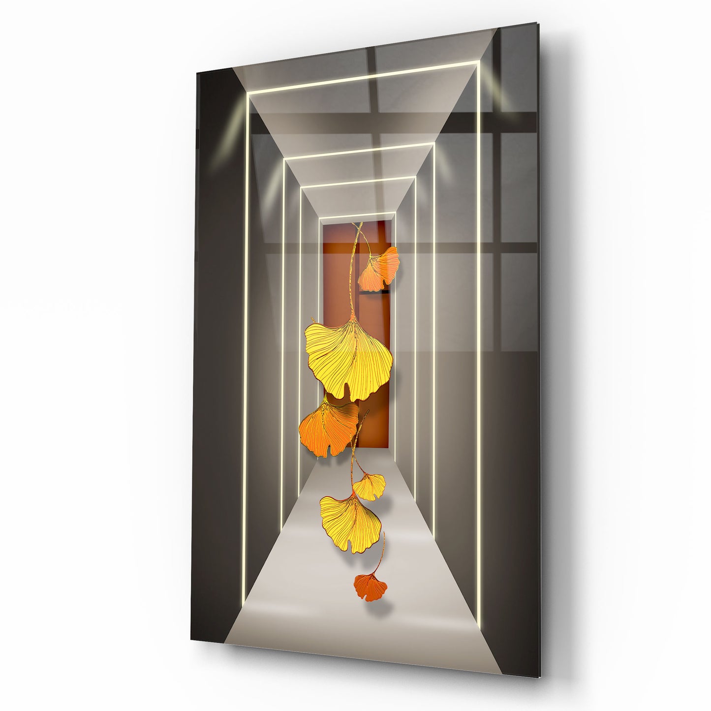 Décoration murale en verre pour couloir floral