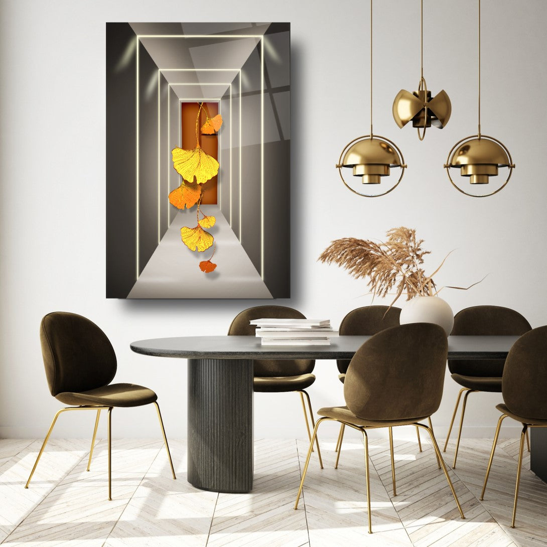 Décoration murale en verre pour couloir floral