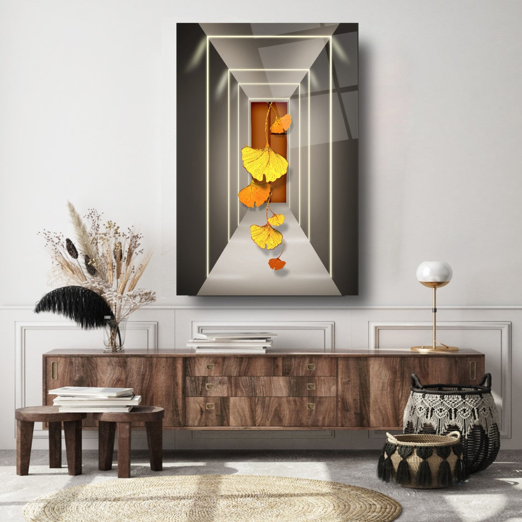 Décoration murale en verre pour couloir floral