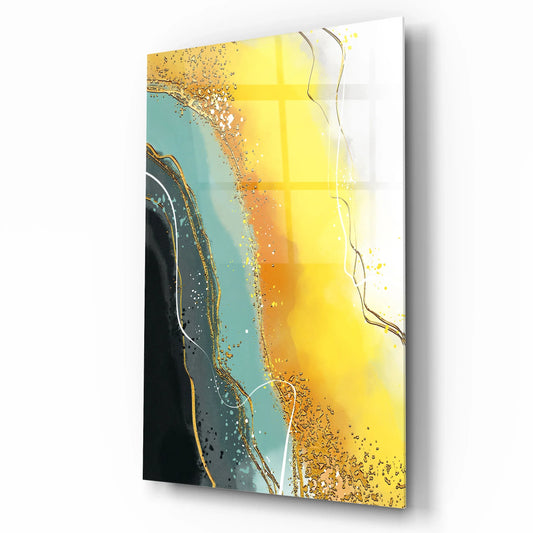 Abstract Yellow Glass Wall Art - LUXARTDECO